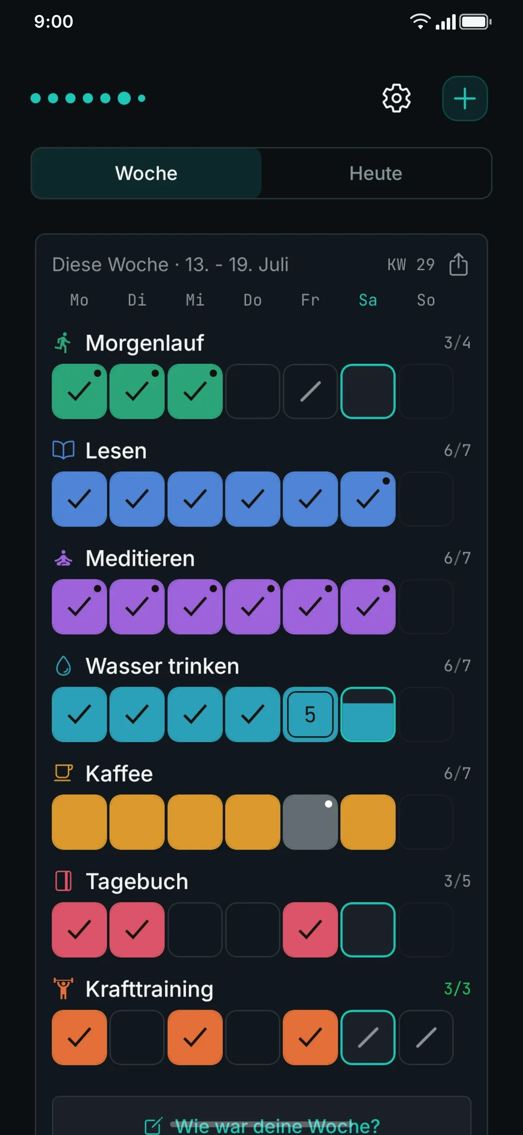 Der Wochen-Grid-Screen.