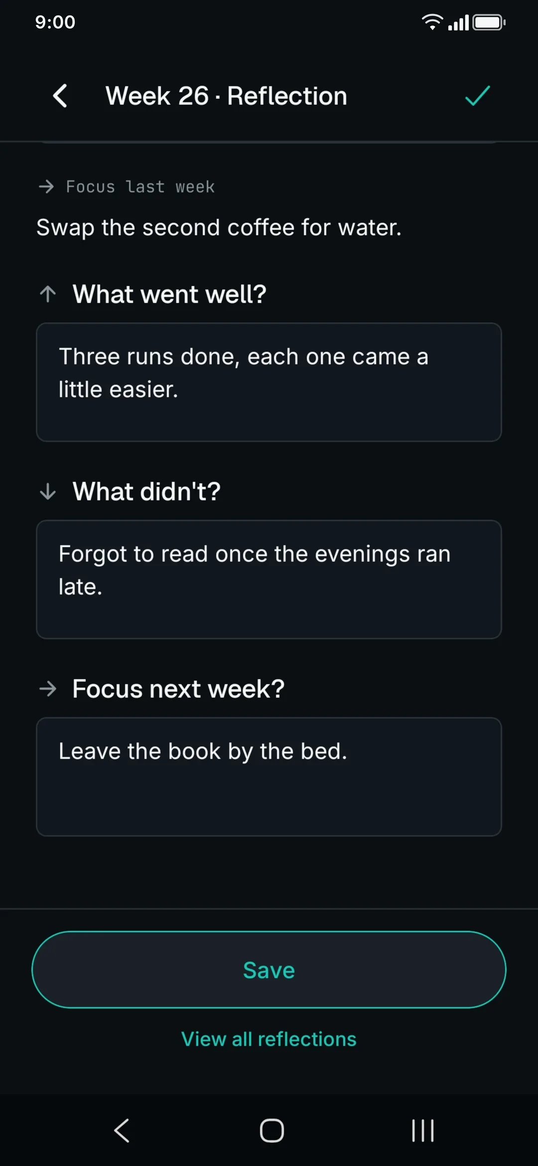 The Sunday reflection screen.